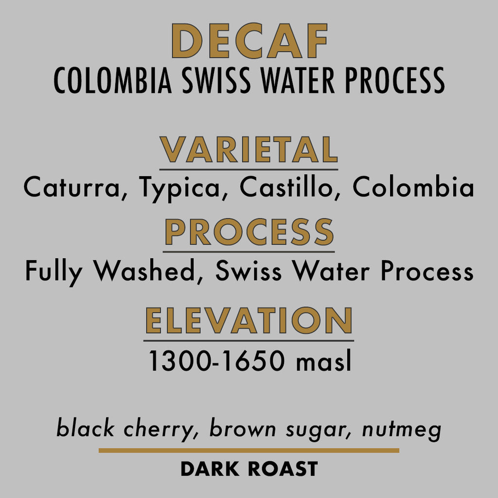 DECAF COLOMBIA SWISS WATER PROCESS