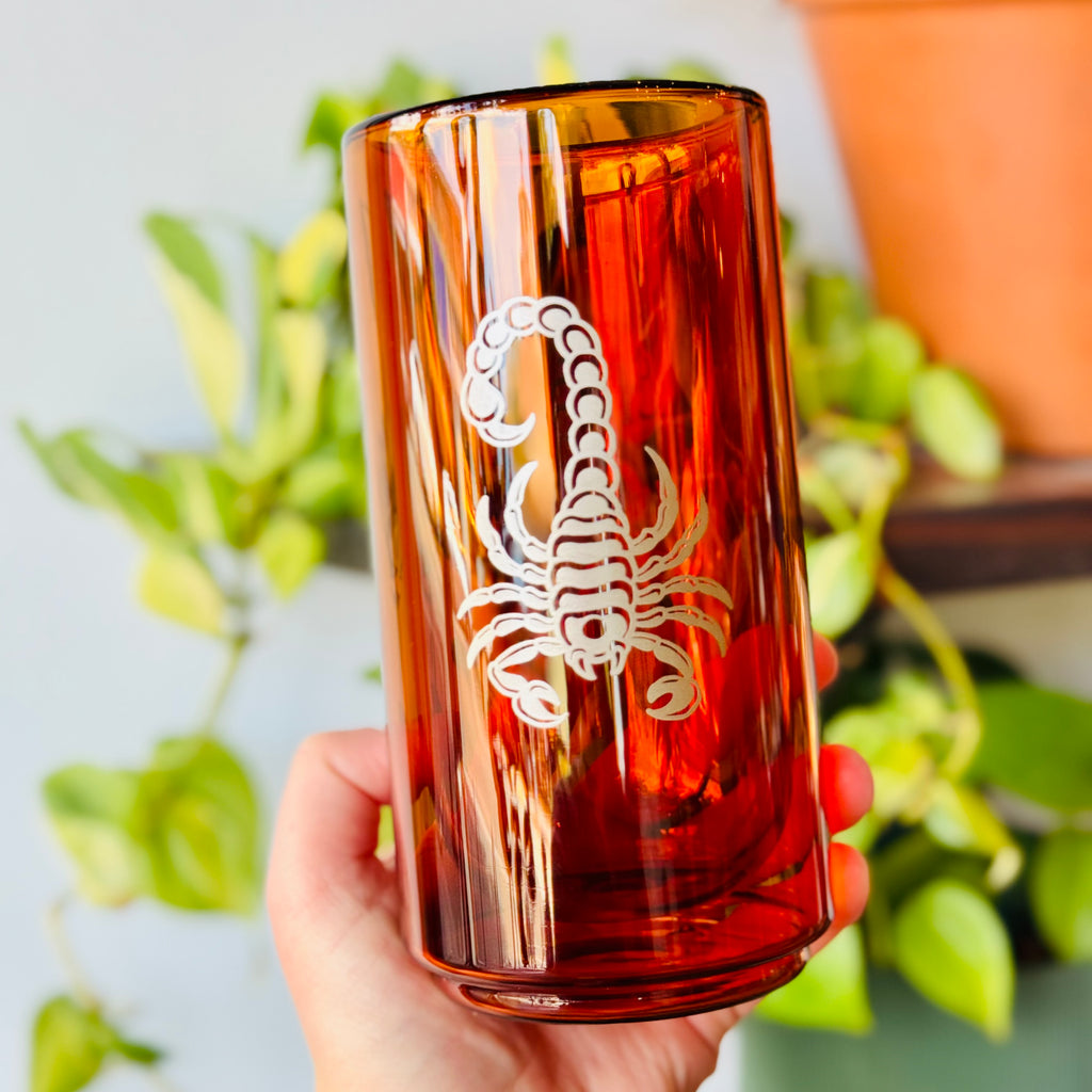 Amber Scorpion Double walled Glass
