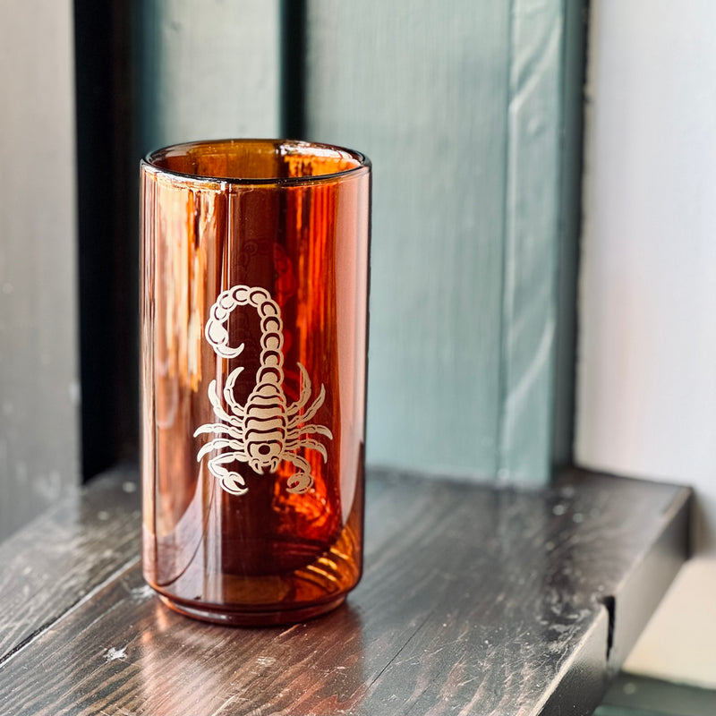 Amber Scorpion Double walled Glass