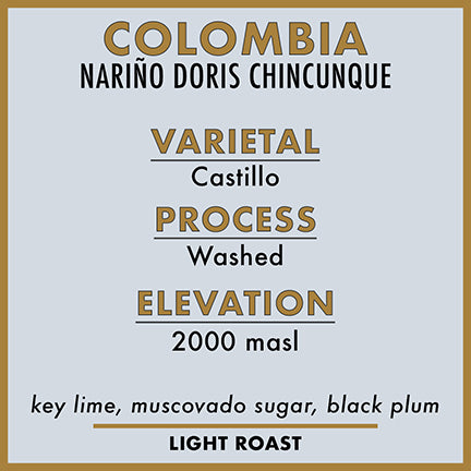 Timeless Coffee Roasters Colombia Nariño Doris Chincunque Coffee Details