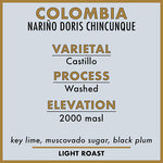 Timeless Coffee Roasters Colombia Nariño Doris Chincunque Coffee Details