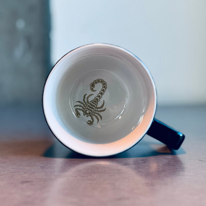 Timeless Coffee Roaster Diner Mug Inside White with Gold Scorpion