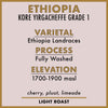 Timeless Coffee Roasters Ethiopia Kore Yirgacheffe Grade 1 Coffee Details