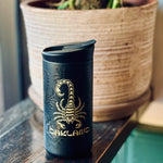 Timeless Coffee Roasters Black To-Go Tumbler with Gold Scorpion