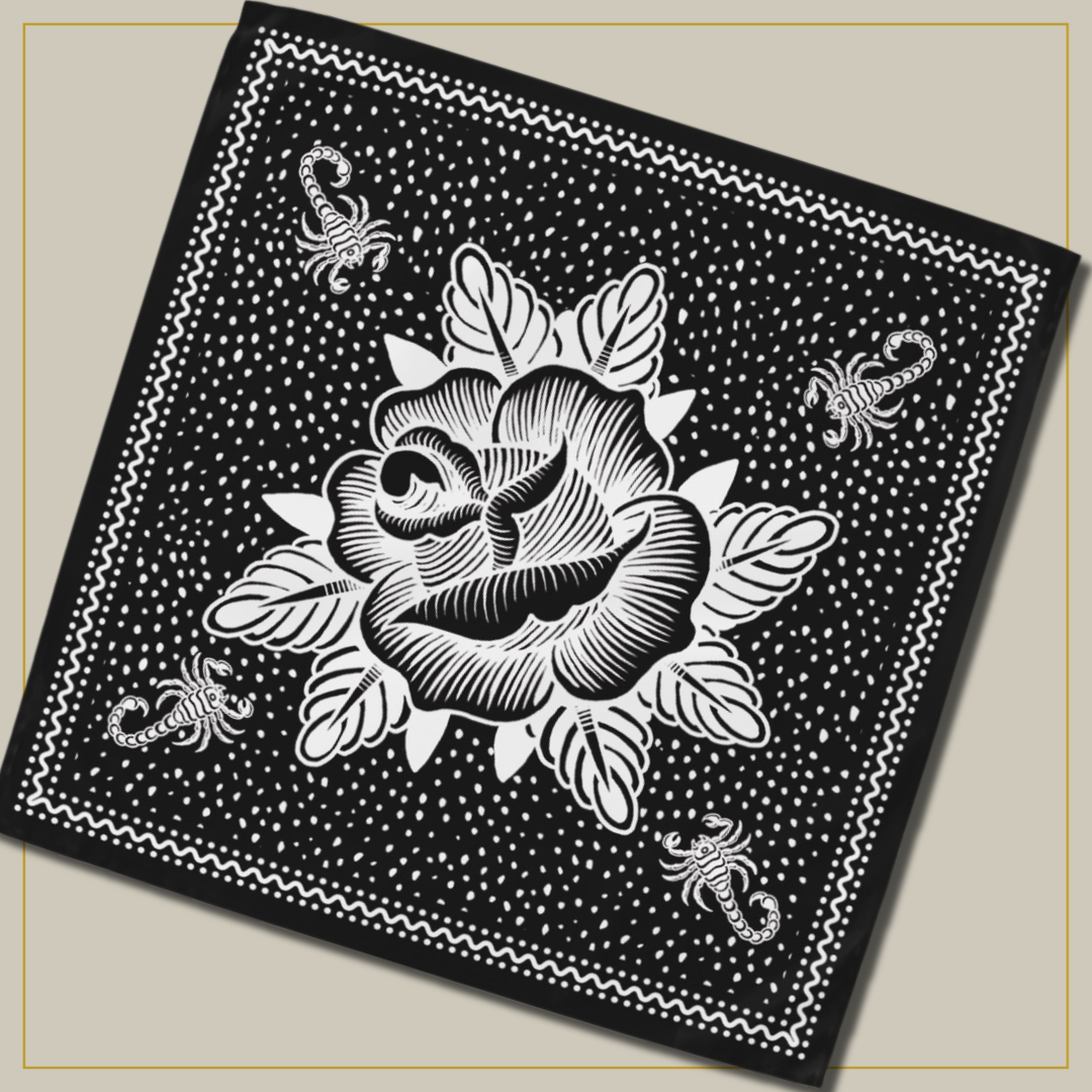 Black Scorpion Rose Bandana