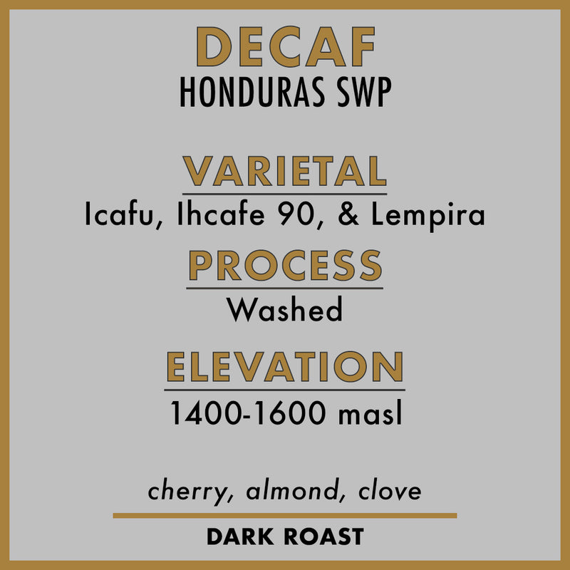 DECAF - HONDURAS  SWISS WATER PROCESS